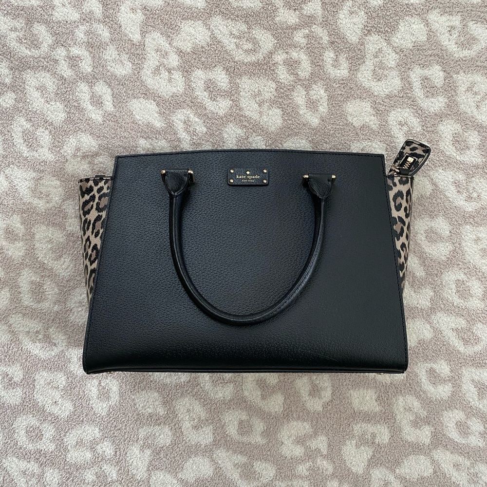 Kate Spade Black and Leopard detail Purse